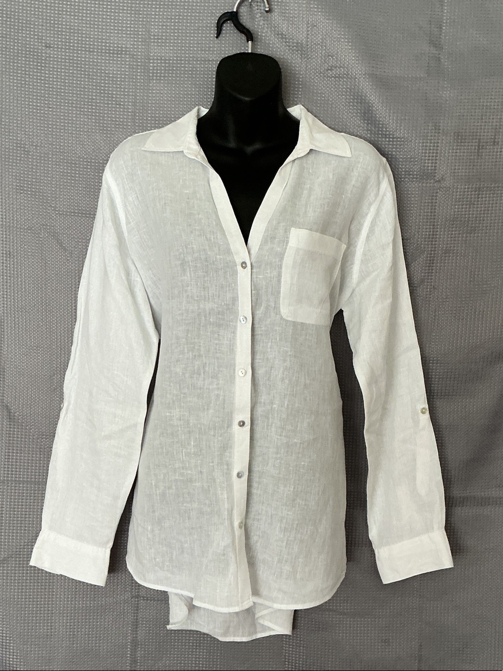 Sigrid Olsen White Linen Long-Sleeve Button Shirt